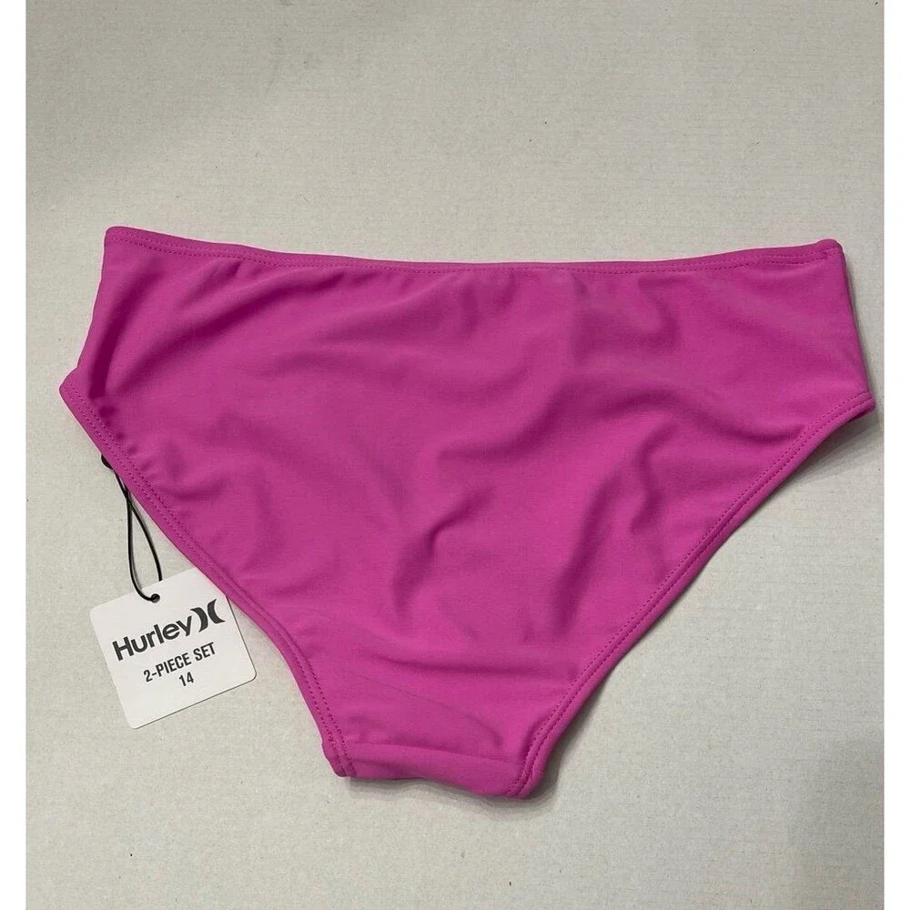 Hurley Girls Long Sleeve Rash Guard Swimsuit Size 14 China Rose New With Tags